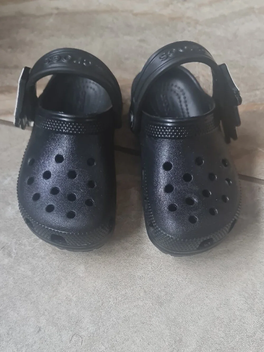 Kids Black Clog Sandals with Bat Wing Charm